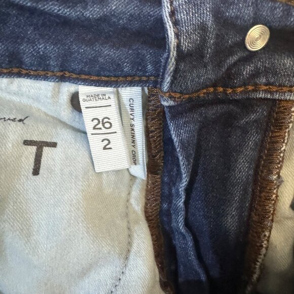 Loft Curvy Skinny Crop Jeans Size 2 Dark Wash Denim - Picture 6 of 9